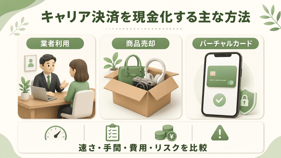 キャリア決済を現金化する主な方法