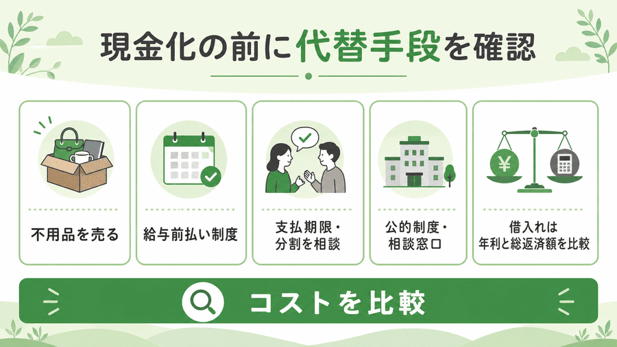 現金化する前に検討したい代替手段