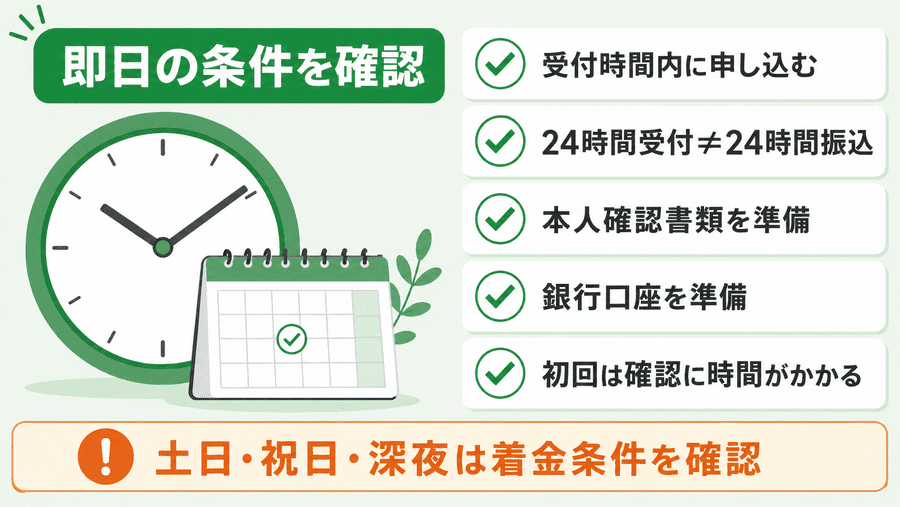 即日で現金化するための条件