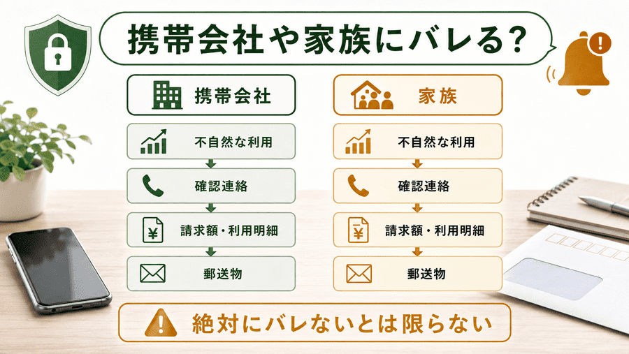 キャリア決済現金化は携帯会社や家族にバレる?