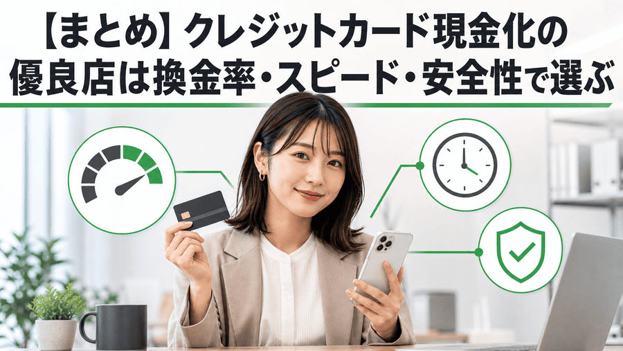 【まとめ】クレジットカード現金化の優良店は換金率・スピード・安全性で選ぶ