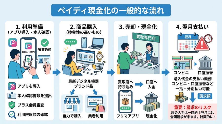 ペイディ現金化の一般的な流れ