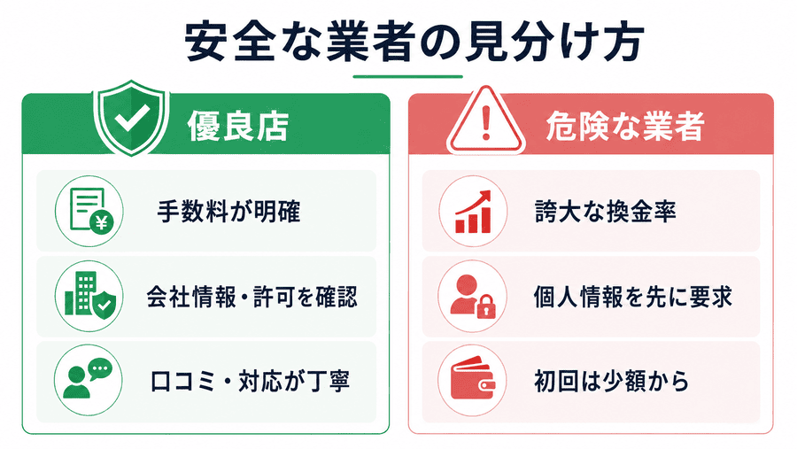 安全な業者の見分け方【優良店と危険な業者の違い】