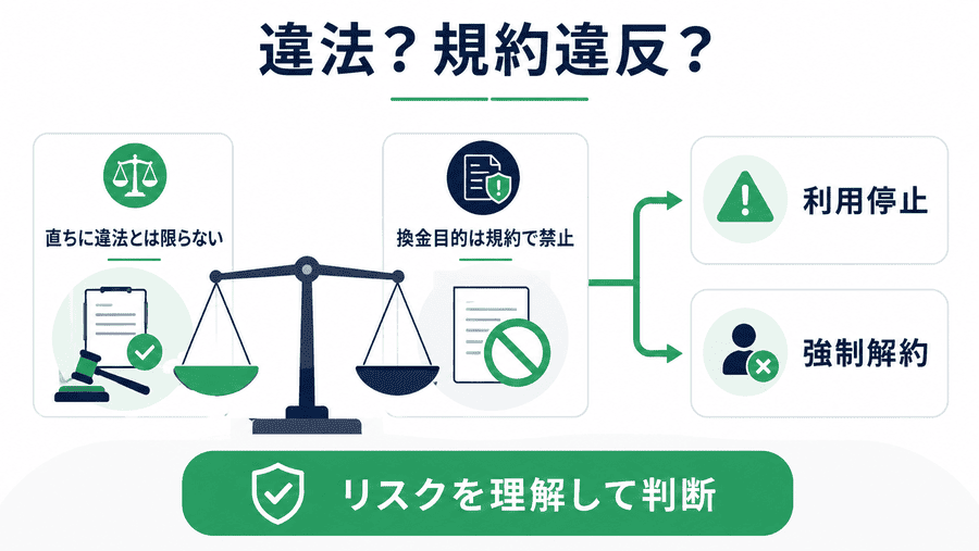 d払い現金化は違法？規約違反との違い
