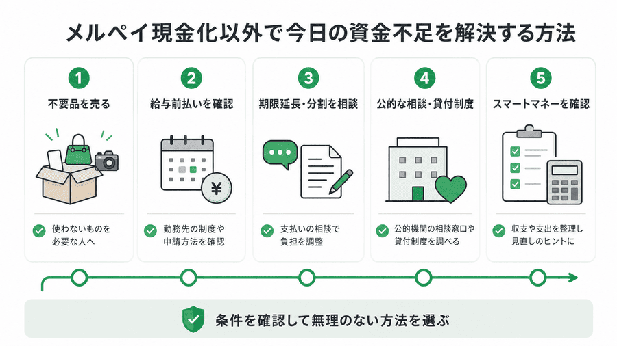 メルペイ現金化以外で今日の資金不足を解決する方法